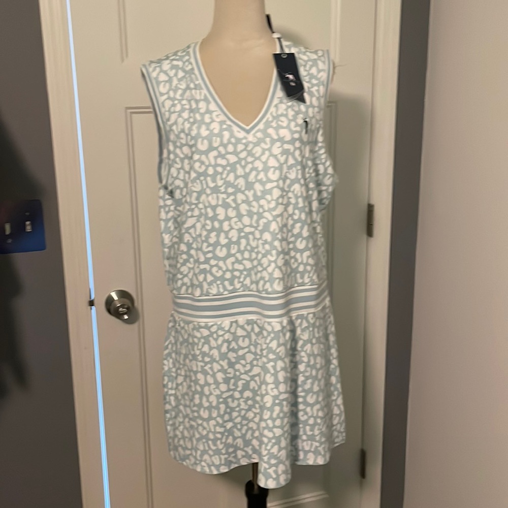 William Murray Golf White and Light Blue Dress